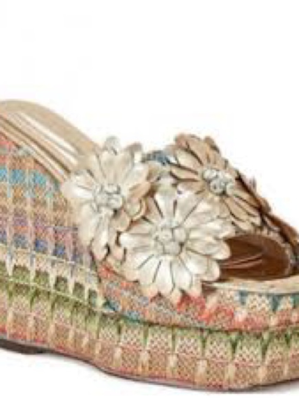 Gold Floral Embellished Wedge Sandals - Women - Picture 2 of 7